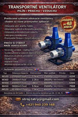 Suurimeja Transportné ventilátory  |  Ahjud, õhuseadmed | Puidutööstuse masinad | Juraj polovka šneky výroba 